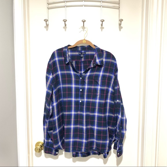 GAP Tops - Gap - XL plaid long sleeve 3/4 button up